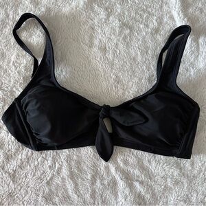 Black tie front bow swim top